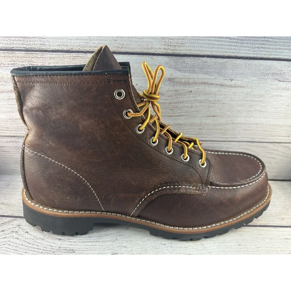 Red Wing Shoes Men's Brown 8146 Moc Toe Lace Up Leather Work Boots Size 11.5 EE